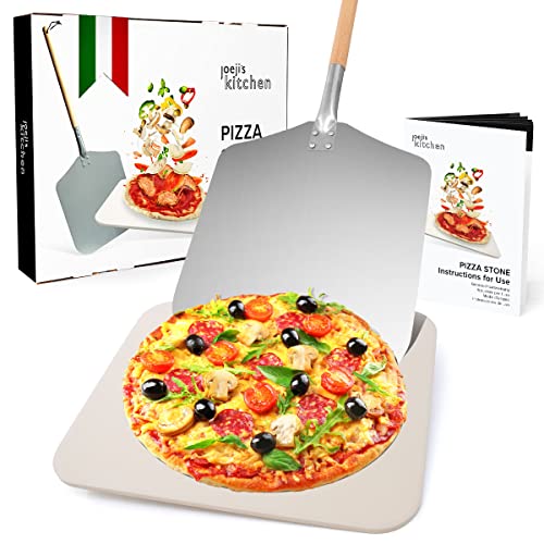 joeji's Kitchen Pierre à pizza en cordiérite 38 cm + pelle