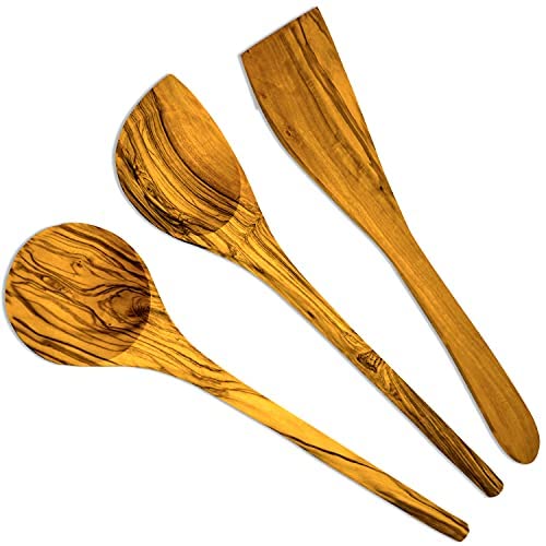 Cuillères de cuisine en bois d'olivier (lot de 3)